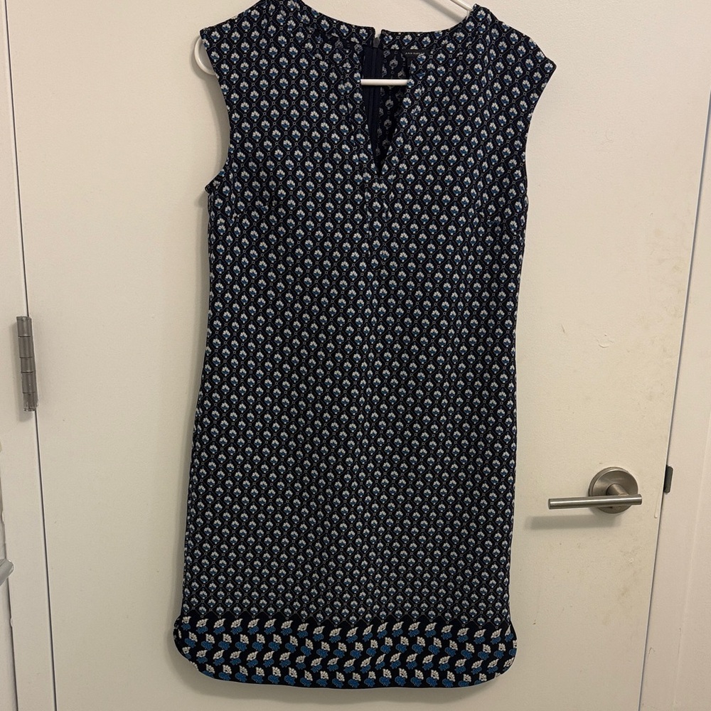 Ann Taylor Blue and White Geometric Mini Dress